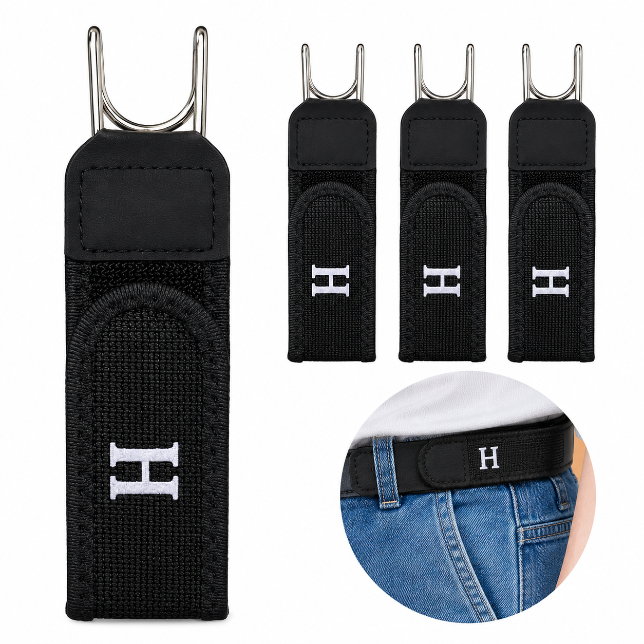 【Paquete de 2】Cinturón ajustable y cómodo con hebilla de velcro universal elástica.